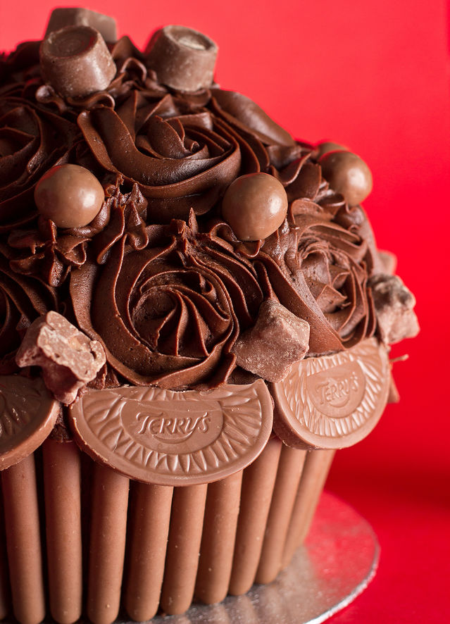 1. A giant chocolate cupcake topped with whoppers.