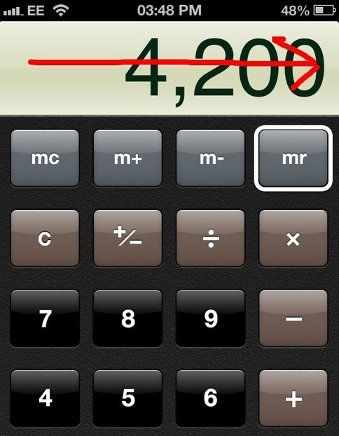 In the Calculator app, remove an accidental extra zero by swiping left to right.