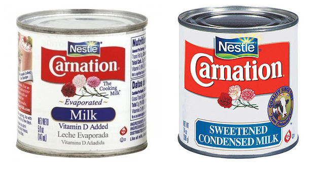 Evaporated Milk vs. Sweetened Condensed Milk