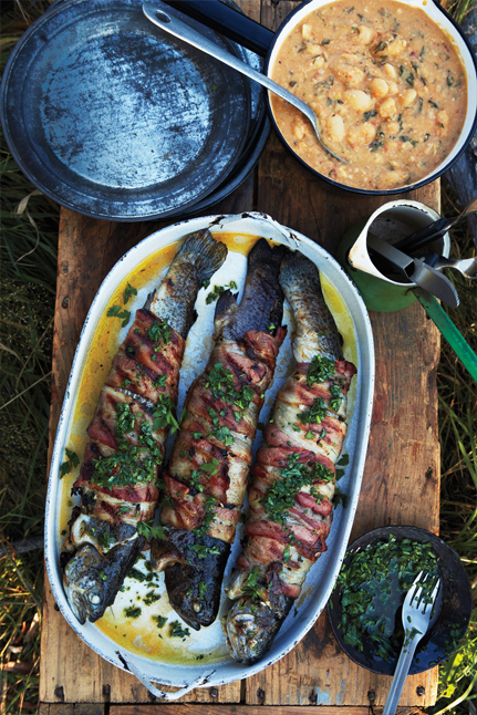 Grilled Trout Wrapped In Bacon