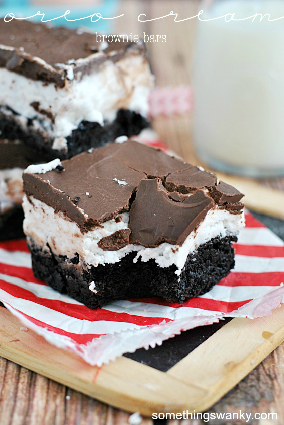 Oreo Cream Brownie Bars