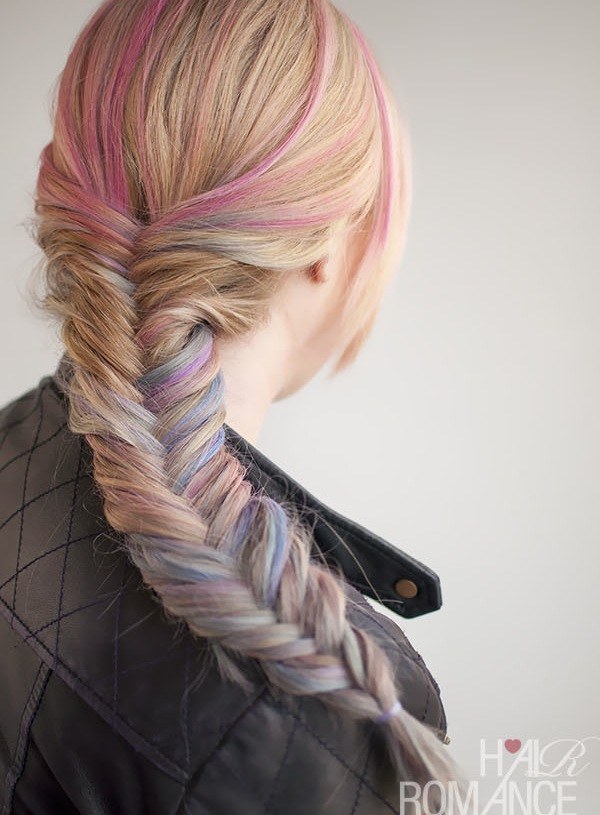 Hair chalking is a super fun way to make a braid pop with color.