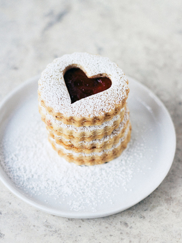 Almond Linzer Cookies with Cherry Preserves