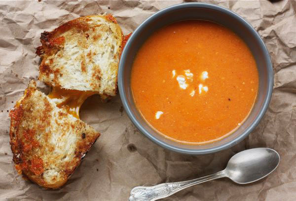 Goat Cheese Tomato Soup + Grilled Cheese