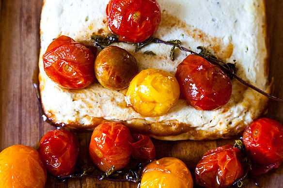 Baked Ricotta &amp; Goat Cheese with Candied Tomatoes