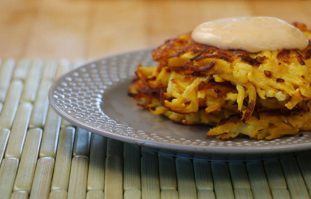 Butternut Squash Latkes with Sriracha Aioli