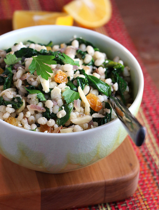 Pearl Barley with Spinach and Feta