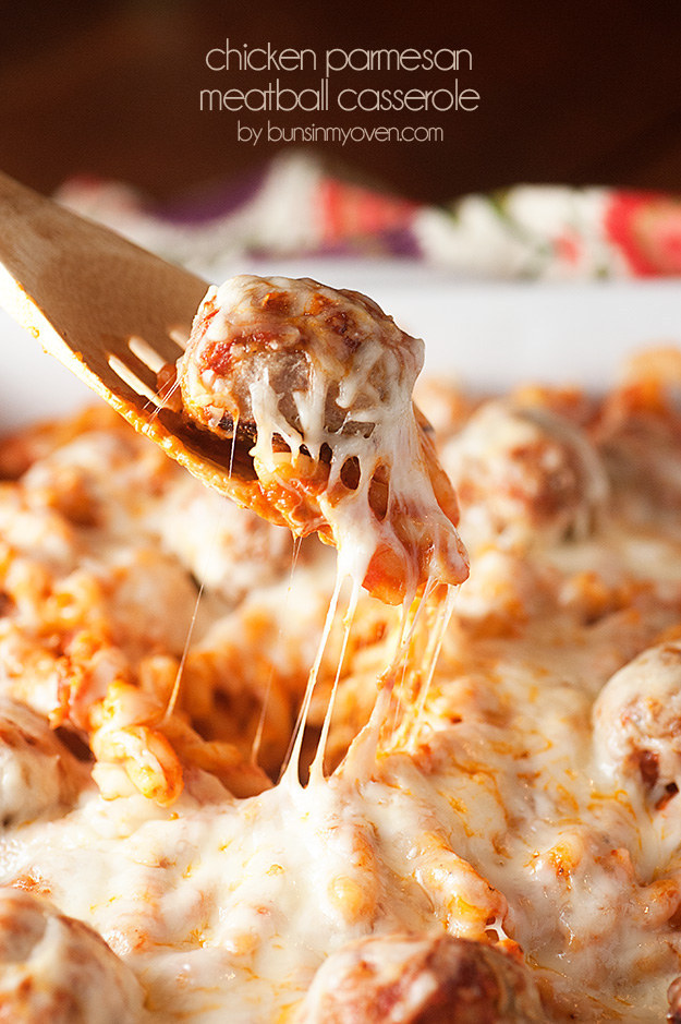 Chicken Parmesan Meatball Casserole