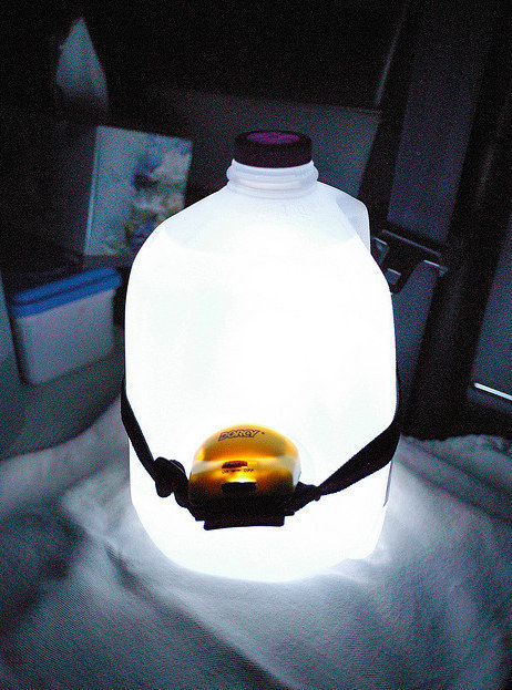 Make a gallon of water into a cordless lamp during a blackout.
