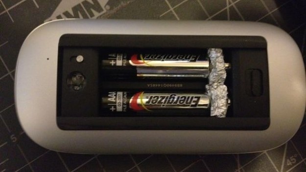 Use tin foil to turn AAA batteries into AA batteries.