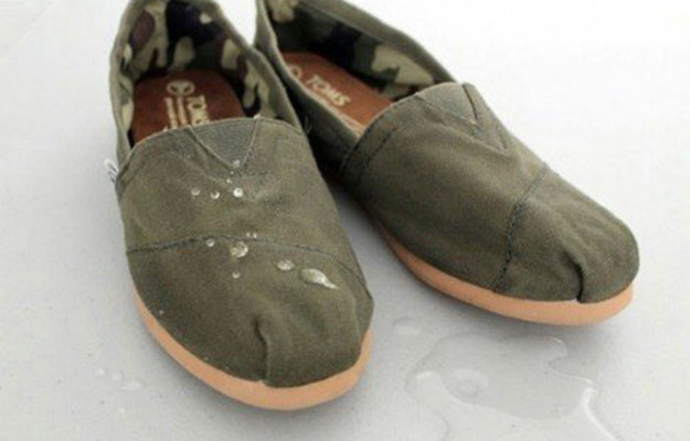Waterproof your shoes with lip balm.