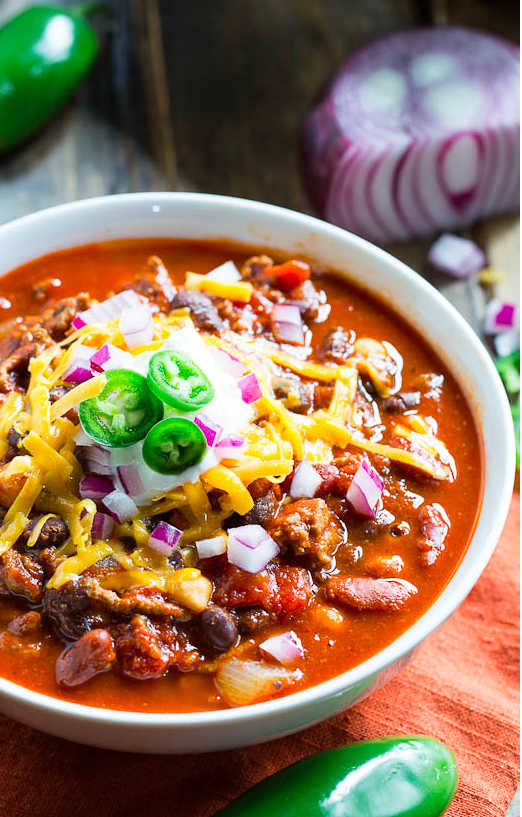 A hearty slow-simmered chili: