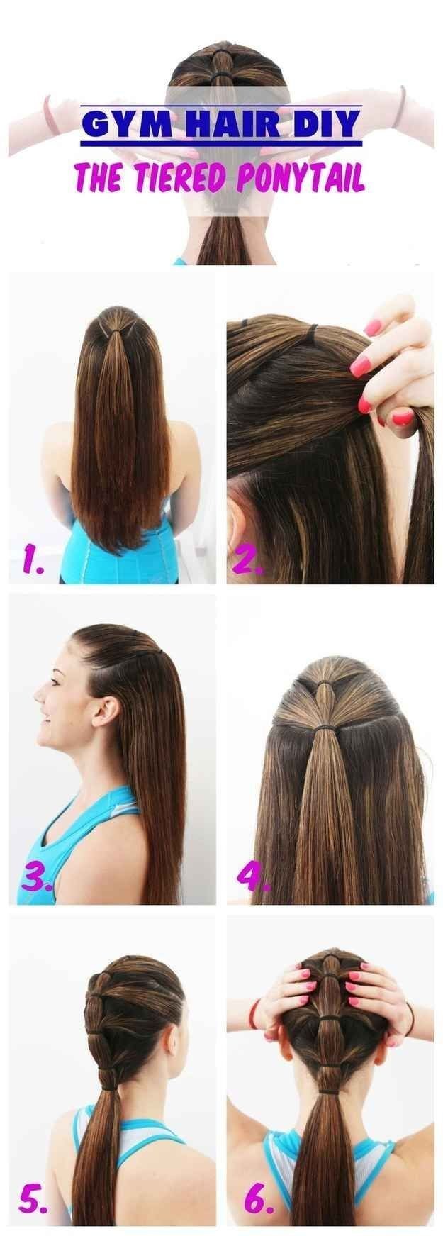 Slicked-back bangs can also double as the base of a tiered ponytail.