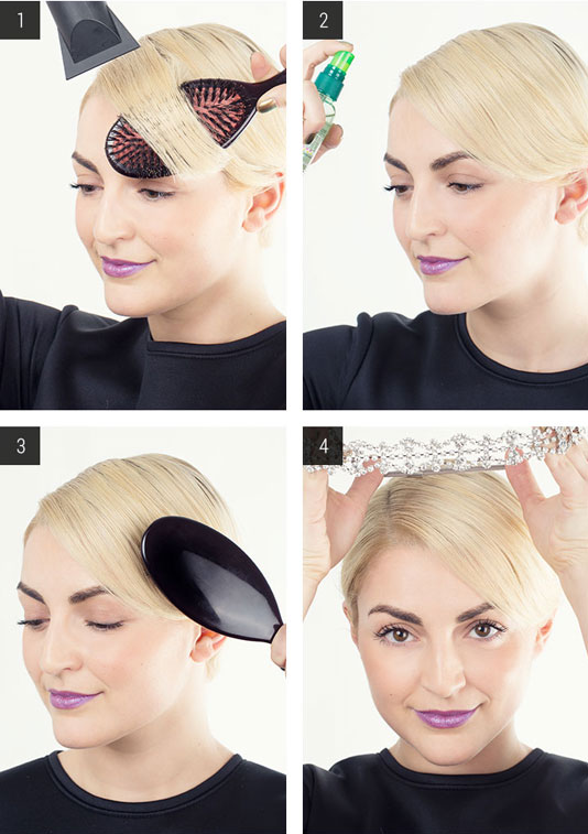 Short locks all around? Blow-dry straight, sweep to the side, then lock strands in place with a headband.