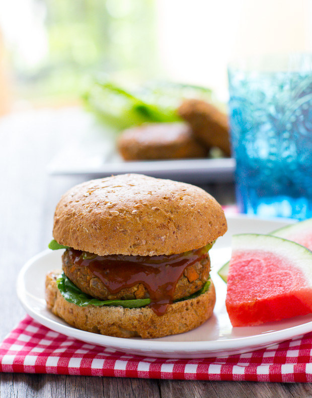 BBQ Lentil Sweet Potato Burgers