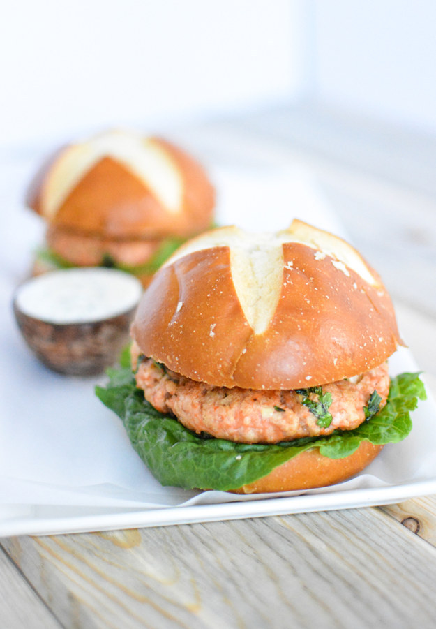 Salmon Burgers with Cilantro Mayo