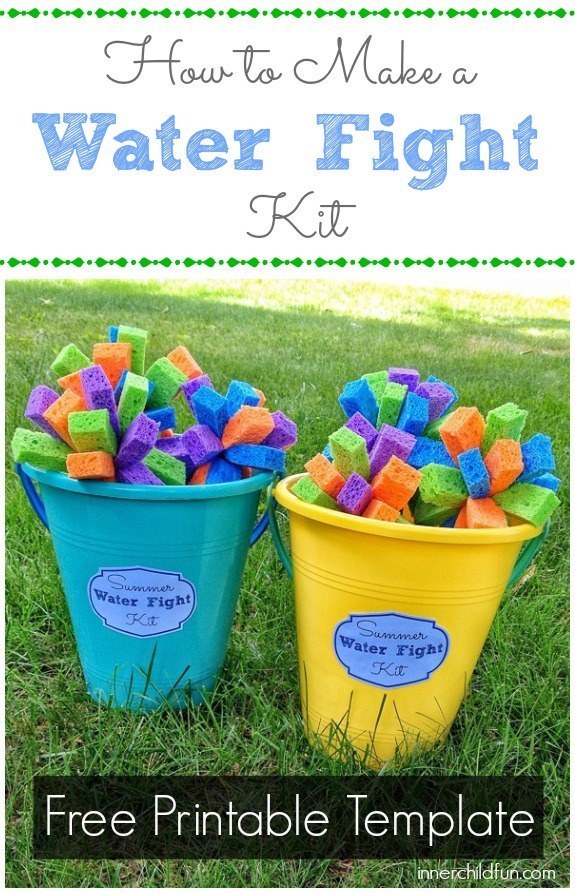 Cup up sponges to make water fight tools that are more gentle than regular balloons.