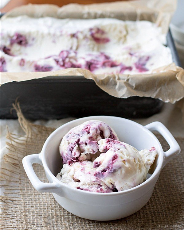 No-Churn Bourbon Cherry Cobbler Ice Cream