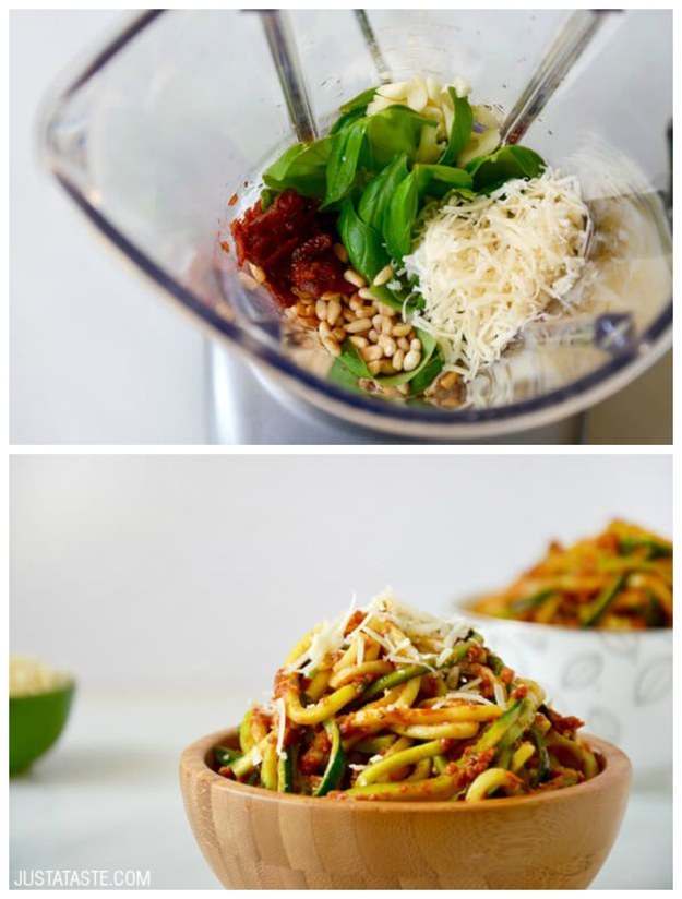 Sundried Tomato Pesto and Zucchini Noodles