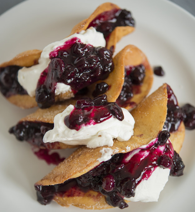 Stuffing blueberry pie filling into deep-fried tortillas is a very acceptable alternative to traditional pie.