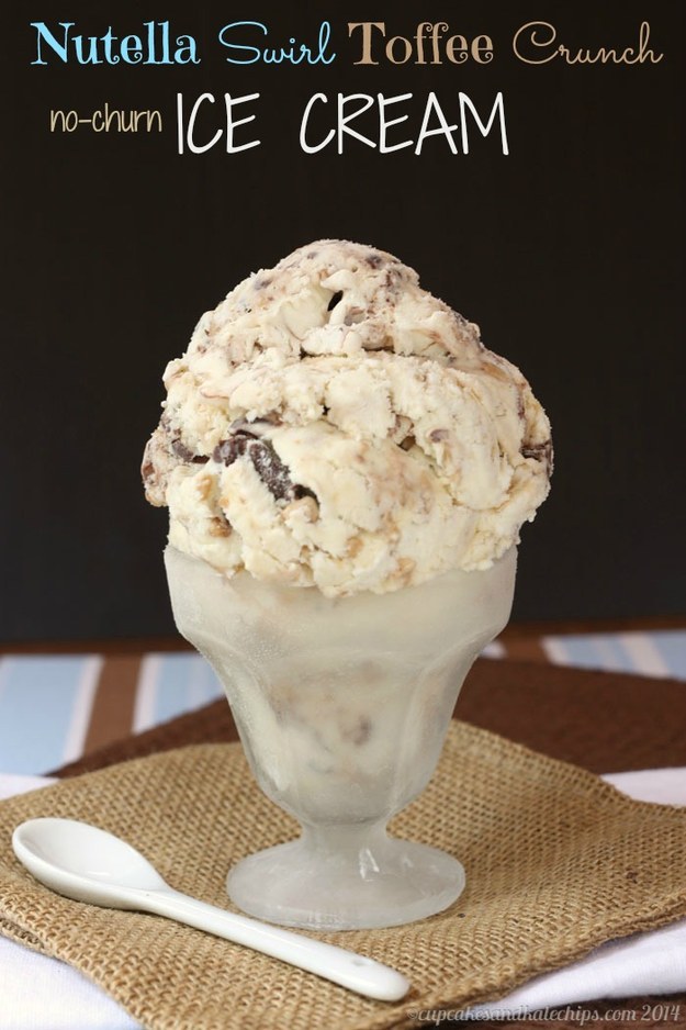 No-Churn Nutella Toffee Crunch Ice Cream