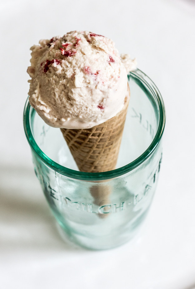 No-Churn Malted Strawberry Ice Cream