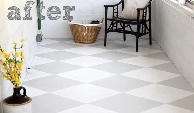 Or stencil a pattern onto the floor for a more polished look.