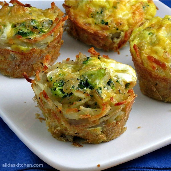 Broccoli-Cheddar Hash Brown Egg Cups