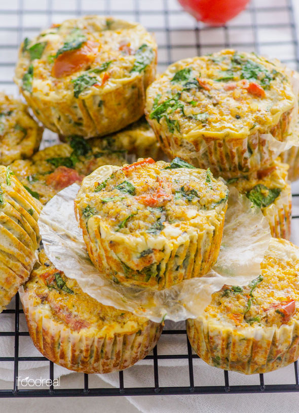 Sun-Dried Tomato, Spinach, and Quinoa Egg Muffins