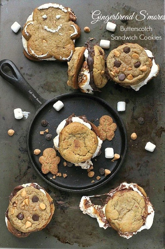 Gingerbread Butterscotch S'mores Sandwich Cookies