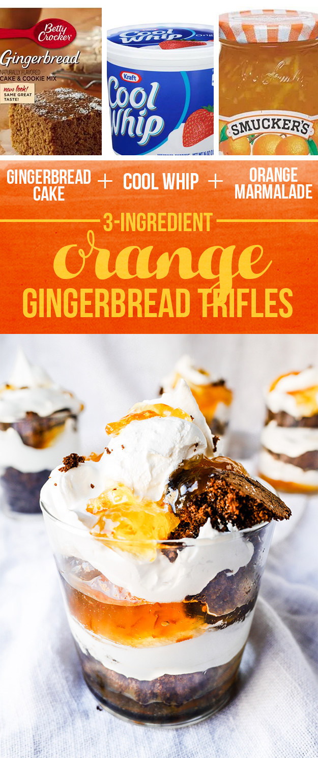 Gingerbread Cake + Cool Whip + Orange Marmalade = Orange Gingerbread Trifles