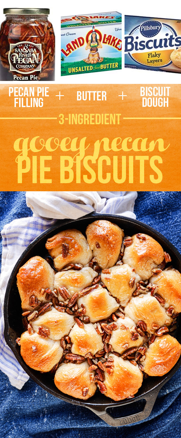 Pecan Pie Filling + Butter + Biscuit Dough = Gooey Pecan Pie Biscuits
