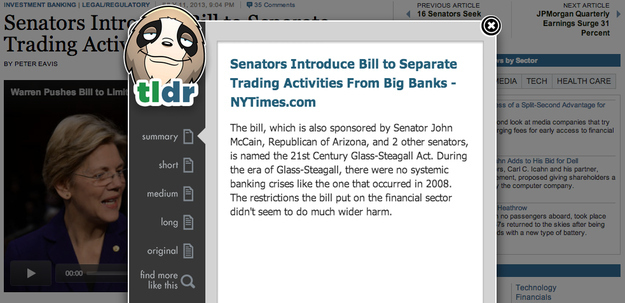 Get quick summaries of long articles with the TLDR extension.
