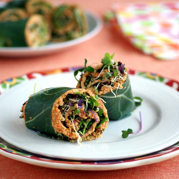Collard Wraps with Curried Carrot Pate by Ricki Heller